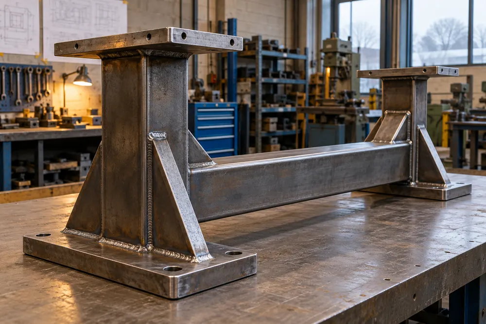 Welded equipment support with mounting plates for bespoke Manchester steelwork